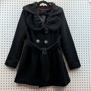 VTG Ci Sono By Cavalini  Coat Jacket 4 Jeweled Button Tie  Style Black M Boujee